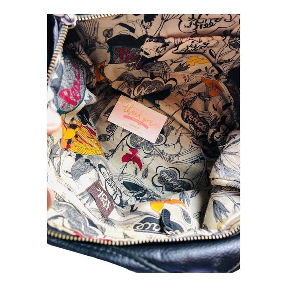 fossil black pebble leather purse shoulder bag hobo - Picture 5 of 9